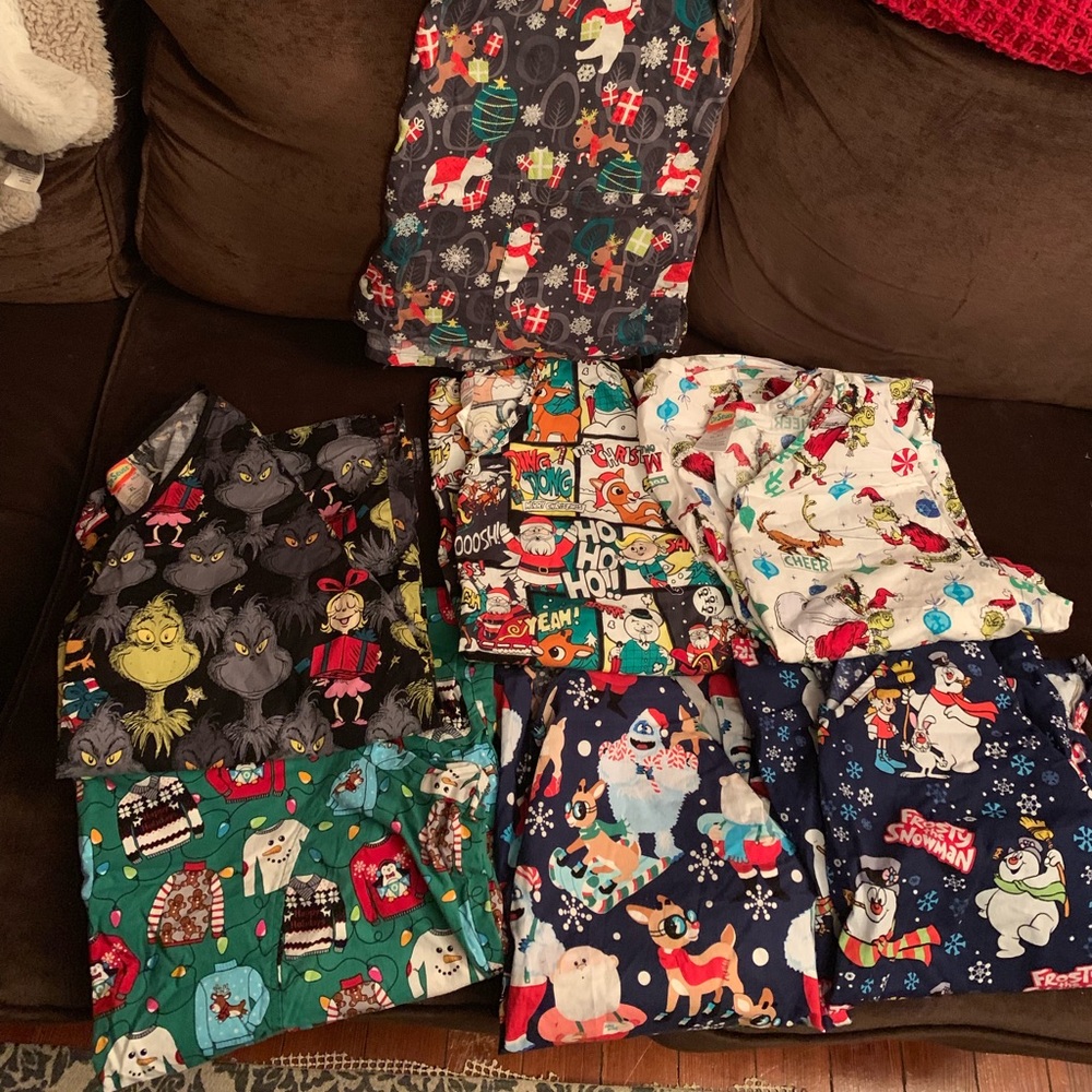 Lot of Christmas scrub tops